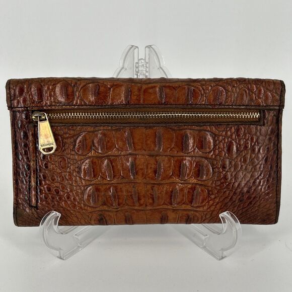 Brahmin Melbourne Wallet Embossed Brown Leather - Picture 3 of 16